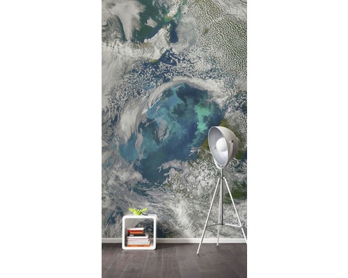 Papier peint panoramique intissé V3-754 Planet 3 pces 150 x 250 cm Papier peint photo avec motif de globe terrestre dans un salon