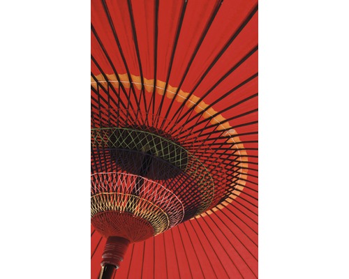 Papier peint panoramique intissé V3-755 Bangkok 3 pces 150 x 250 cm Gros plan d''un parasol rouge ouvert avec motif filigrane