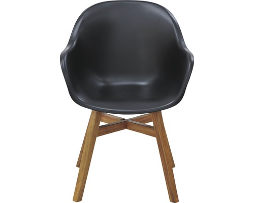 Chaise à coque noire avec pieds en bois