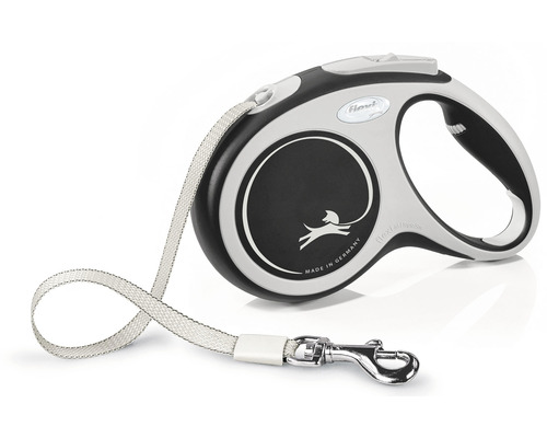 Flexi Rollleine mit Gurtband und Karabinerhaken