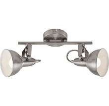 Spot de plafond 2 ampoules L 30 cm intérieur blanc extérieur couleur alu