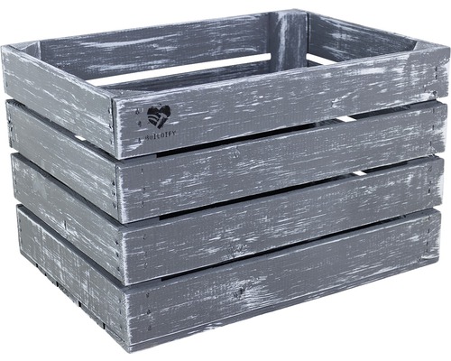 Caisse de rangement en bois grise