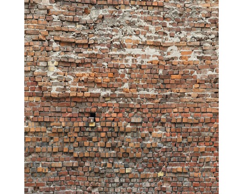 Papier peint panoramique intissé V5-743 Bricklane 5 pces 250 x 250 cm Mur de briques endommagé