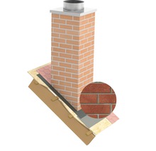 Illustration eines gemauerten Schornsteins auf einem Dach