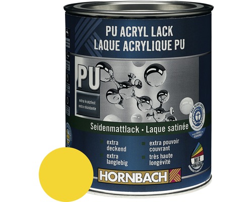 Laque couleur PU HORNBACH laque acrylique mate satinée RAL 1021 jaune colza 750 ml