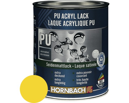 Laque couleur PU HORNBACH laque acrylique mate satinée RAL 1021 jaune colza 125 ml