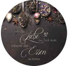 Glasbild rund Liebe & Essen Ø 20 cm GLR056