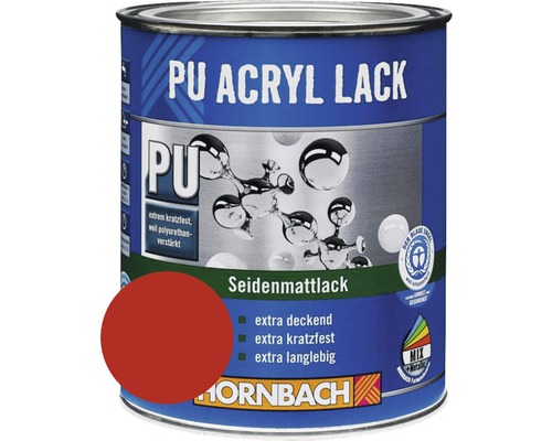 Laque couleur PU HORNBACH laque acrylique mate satinée RAL 3000 rouge feu 125 ml