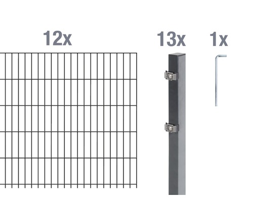 Kit de panneaux rigides double fil ALBERTS 6/5/6 2400 x 120 cm anthracite