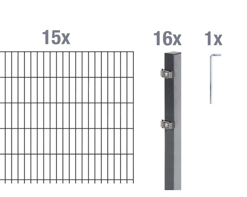 Kit de panneaux rigides double fil ALBERTS 6/5/6 3000 x 120 cm anthracite