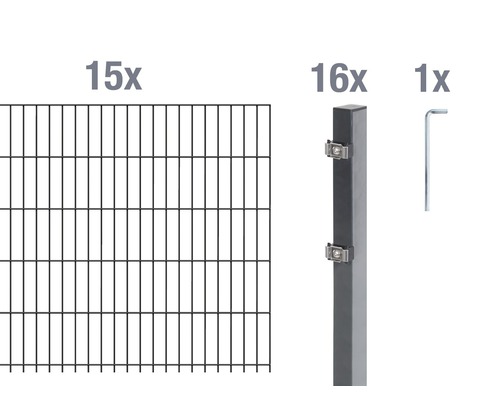 Doppelstabmatten-Set ALBERTS 6/5/6 3000 x 120 cm anthrazit