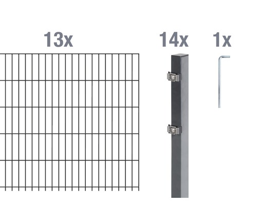 Kit de panneaux rigides double fil ALBERTS 6/5/6 2600 x 120 cm anthracite