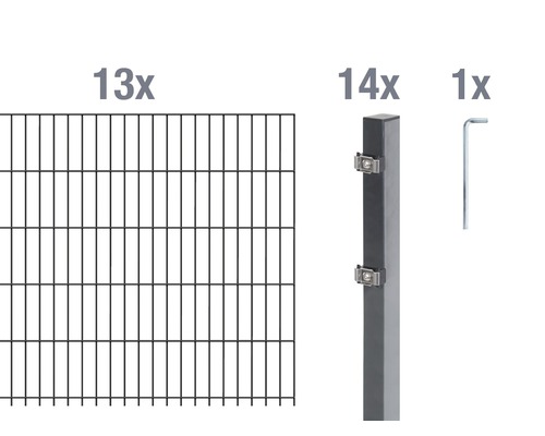 Doppelstabmatten-Set ALBERTS 6/5/6 2600 x 120 cm anthrazit