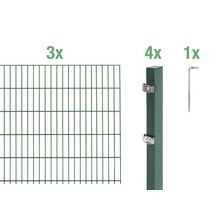 Kit de clôture avec trois grilles, quatre poteaux et une clé