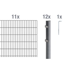 Onze éléments de clôture, douze poteaux de clôture et une clé Allen pour la construction de clôtures