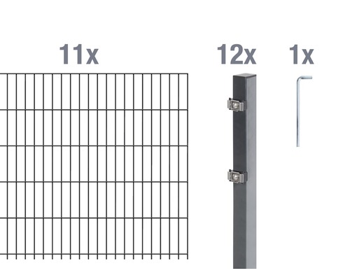 Kit de panneaux rigides double fil ALBERTS 6/5/6 2200 x 100 cm anthracite