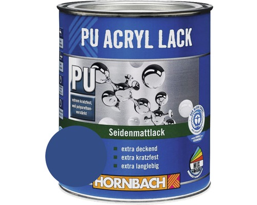 Laque couleur PU HORNBACH laque acrylique mate satinée RAL 5010 bleu gentiane 375 ml