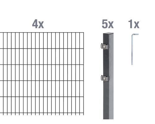 Kit de panneaux rigides double fil ALBERTS 6/5/6 800 x 120 cm anthracite