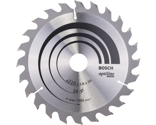 Lame de scie circulaire Optiline Wood Bosch H Ø 210x30 Z 24 Lame de scie circulaire Bosch Optiline Wood, diamètre 210 millimètres