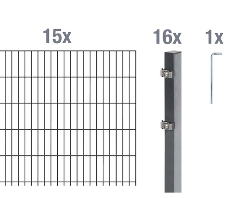 Kit de panneaux rigides double fil ALBERTS 6/5/6 3000 x 80 cm anthracite