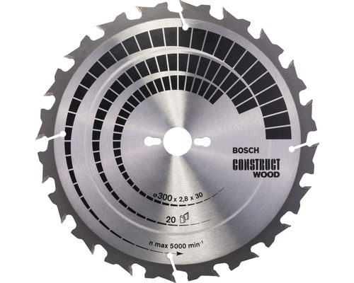 Lame de scie circulaire Construct for Wood T 300x30 Z 20 Lame de scie circulaire Bosch pour bois, diamètre 300 mm