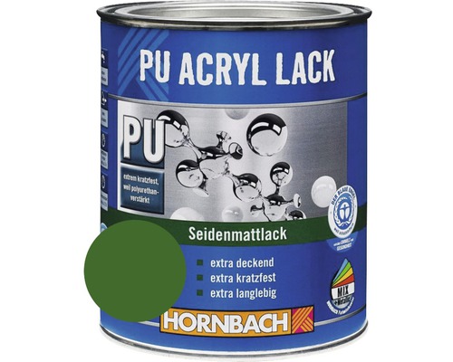 Laque couleur PU HORNBACH laque acrylique mate satinée RAL 6002 vert feuillage 375 ml