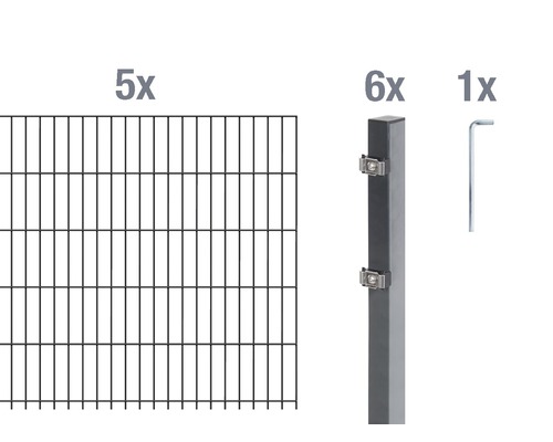 Kit de panneaux rigides double fil ALBERTS 6/5/6 1000 x 100 cm anthracite