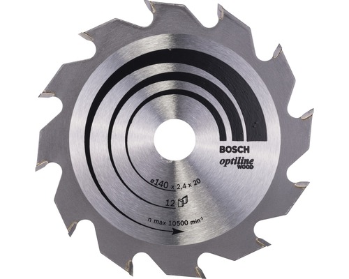 Lame de scie circulaire Optiline Wood Bosch H Ø 140x20 Z 12 Lame de scie circulaire Bosch Optiline Wood, diamètre 140 millimètres