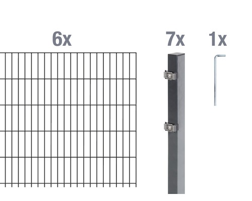 Kit de panneaux rigides double fil ALBERTS 6/5/6 1200 x 120 cm anthracite