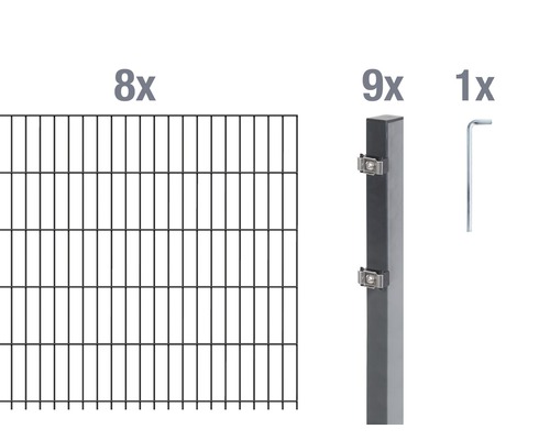 Kit de panneaux rigides double fil ALBERTS 6/5/6 1600x120 cm anthracite
