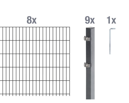 Doppelstabmatten-Set ALBERTS 6/5/6 1600 x 120 cm anthrazit