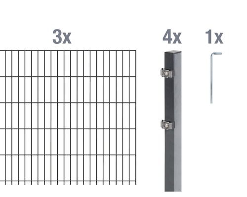 Kit de panneaux rigides double fil ALBERTS type 6/5/6 600x80 cm anthracite Kit de panneaux rigides double fil ALBERTS type 6/5/6 600x80 cm anthracite