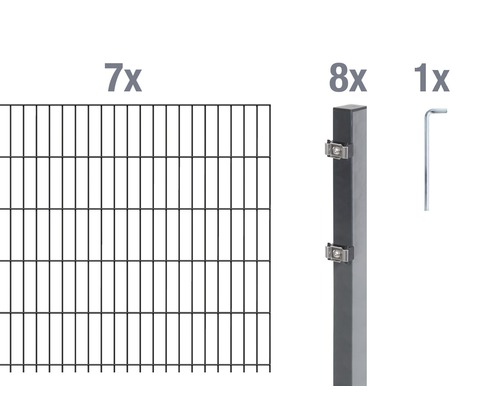 Kit de panneaux rigides double fil ALBERTS 6/5/6 1400 x 120 cm anthracite