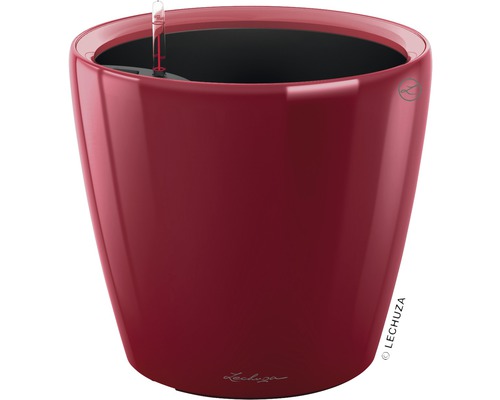 Pot de fleurs Lechuza Classico LS Ø 21 x H 20 cm rouge avec système d'arrosage de la terre avec insert pour plantes substrat indicateur de niveau d'eau