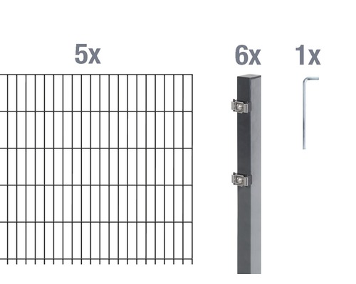 Jeu de panneaux rigides double fil 6/5/6 1000x120 cm anthracite