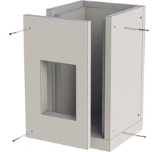 Montage d''un meuble sous-lavabo avec porte et vis de fixation