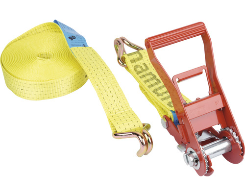 Sangle Mamutec en 2 parties, avec clé à cliquet et crochet à pointe, 50 mm 8 m Sangle d''arrimage avec cliquet et crochets pour la fixation de charges