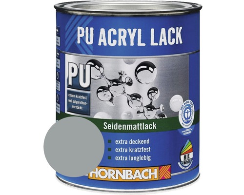 Laque couleur PU HORNBACH laque acrylique mate satinée RAL 7001 gris argent 750 ml-0