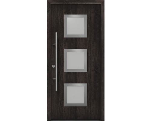 Haustür EcoStar ISOPRO Secur IPS 810S 1100 x 2100 mm Links night oak inkl. Beschlag-Set,Edelstahl Stangengriff,Sicherheitsprofilzylinder mit 5 Schlüsseln-0