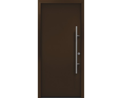 Haustür EcoStar ISOPRO Secur IPS 010 1100 x 2100 mm Rechts RAL 8028 terrabraun inkl. Beschlag-Set,Edelstahl Stangengriff,Sicherheitsprofilzylinder mit 5 Schlüsseln Braune Haustür mit Edelstahlgriff