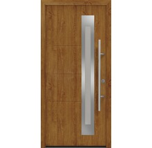 Haustür aus Holz mit Glaseinsatz und Griff