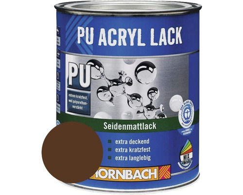 Laque couleur PU HORNBACH laque acrylique mate satinée RAL 8011 noisette 125 ml