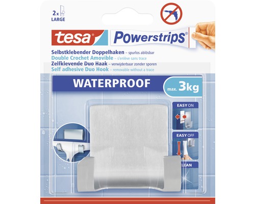 Support à crochets double Tesa Zoom blanc Waterproof