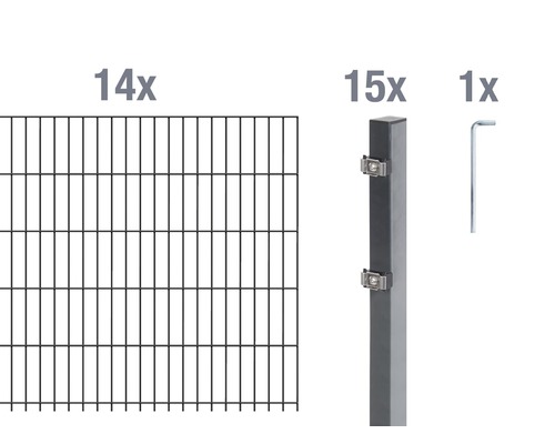 Kit de panneaux rigides double fil ALBERTS 6/5/6 2800 x 100 cm anthracite