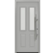 Haustür mit zwei Glaseinsätzen und einem Griff