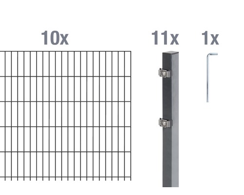 Kit de panneaux rigides double fil ALBERTS 6/5/6 2000 x 100 cm anthracite