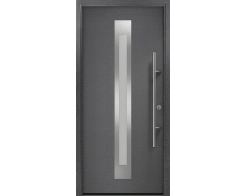 Haustür EcoStar ISOPRO Secur IPS 770S 1100 x 2100 mm Rechts CH703 anthrazit metallic inkl. Beschlag-Set,Edelstahl Stangengriff,Sicherheitsprofilzylinder mit 5 Schlüsseln Haustür mit Glaseinsatz und Griffstange