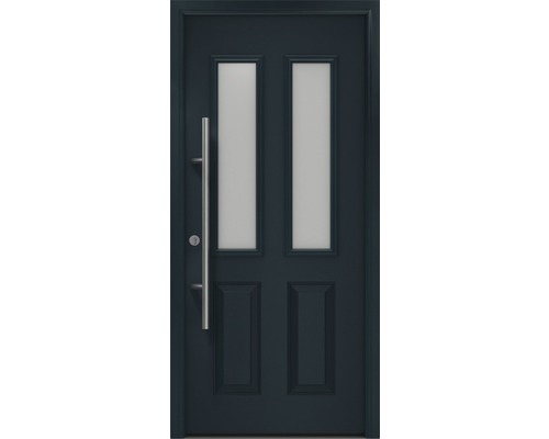 Porte d'entrée EcoStar ISOPRO Secur IPS 410S 1100 x 2100 mm gauche RAL 7016 gris anthracite avec ensemble de ferrures, poignée barre en acier inoxydable, cylindre profilé de sécurité avec 5 clés