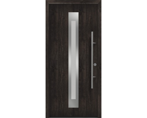 Haustür EcoStar ISOPRO Secur IPS 770S 1100 x 2100 mm Rechts night oak inkl. Beschlag-Set,Edelstahl Stangengriff,Sicherheitsprofilzylinder mit 5 Schlüsseln Haustür mit Glaseinsatz und Stangengriff