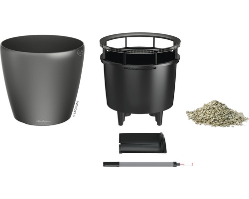 Cache-pot avec insert, substrat, indicateur de niveau d''eau et accessoires